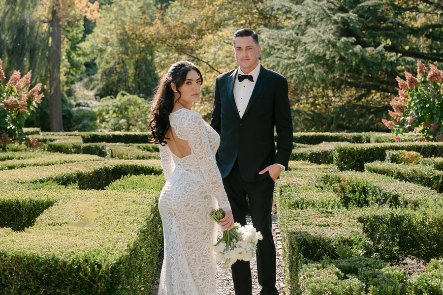 Sean and Elisha in the Olive Gown