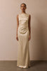 High neck champagne bridesmaids dress