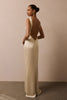 Low back bridesmaids dress in champagne