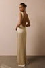 Low back champagne bridesmaids dress