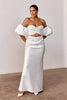 Woman wearing a satin strapless wedding dress_L_