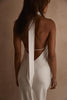 Back shot of halterneck Goldie gown