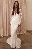 V-neck long sleeve lace wedding dress_XS_