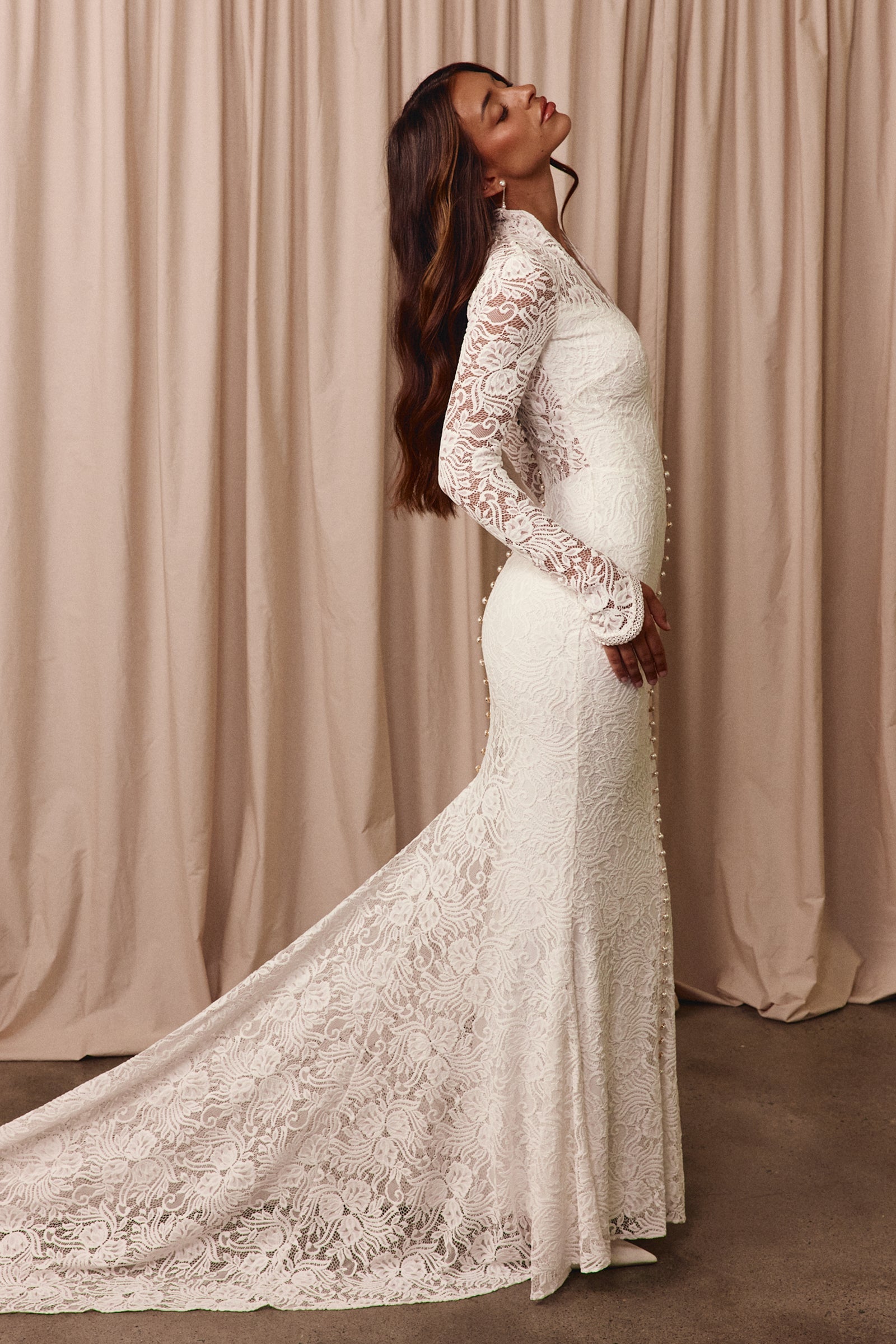 Long sleeve lace wedding dress_XS_