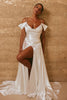 A-line Satin Wedding Dress with Split_L_