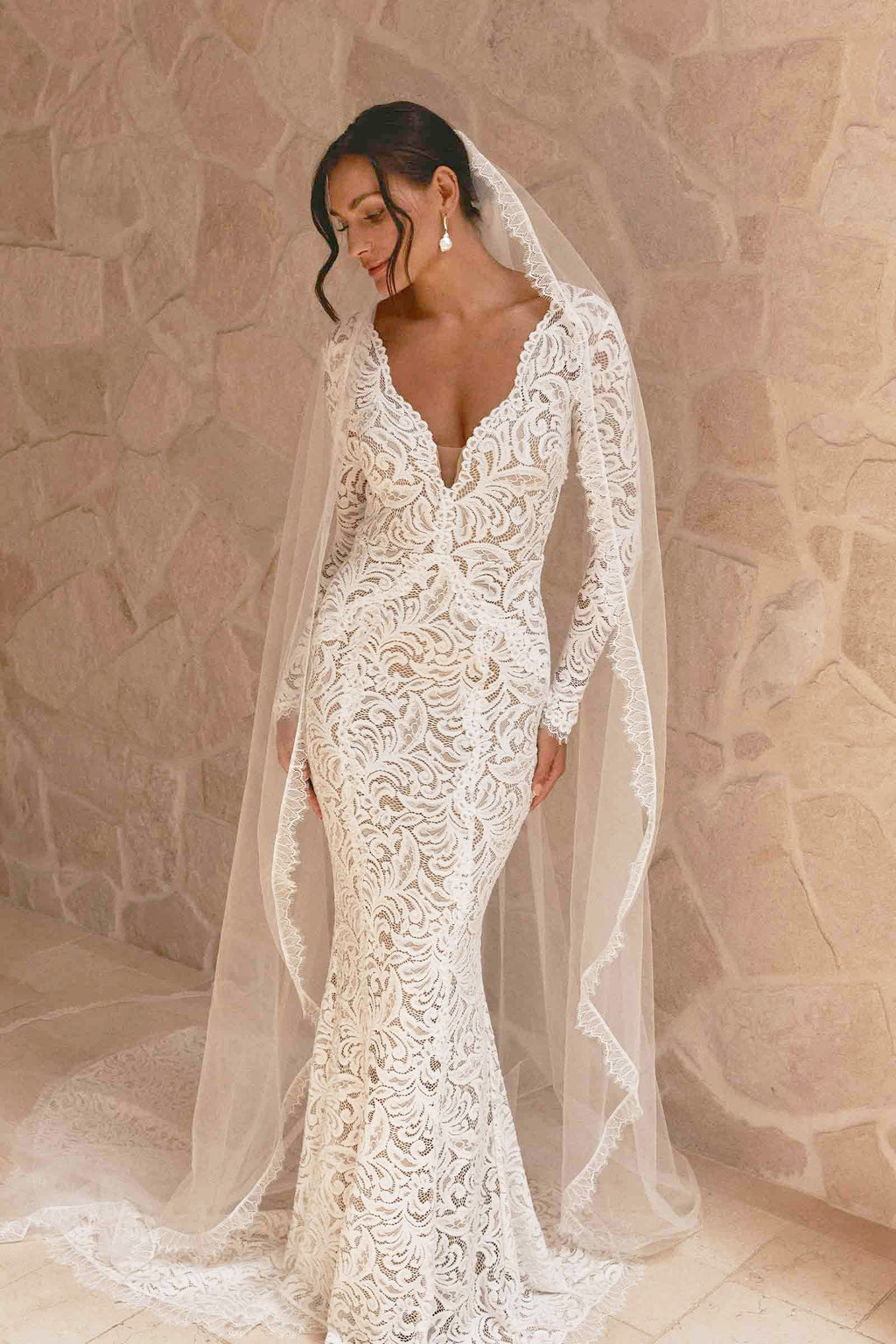 Grace Loves Lace Olive gown with Lumi Veil